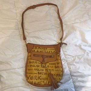 Yellow and brown crossbody bag